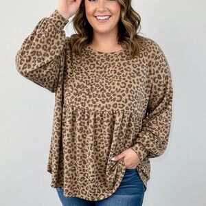 ODDI NWOT Leopard Print Babydoll Top